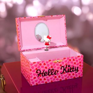 Hello Kitty Sanrio Musical Jewelry Box for Girls Teens Women Kawaii Wind Up Music Box Jewelry Organizer Ring Holder Gifts for Women (Pink - 6