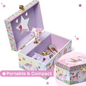 Jewelkeeper Girls Musical Jewelry Box - Durable Pine Fiberboard with Violet Lining - Kids Jewelry Box - The Beautiful Dreamer Tune - Gifts for Girls - Unicorn Jewellery Box - 6x4x3.5in - 6