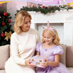 Lolalet Unicorn Jewelry Box for Girls, Kids Initial Musical Jewelry Organizer with Spinning Doll, Personalized Birthday Gifts for Little Girls Children Toddler Ages 3 4 5 6 7 8 - Letter A - 5