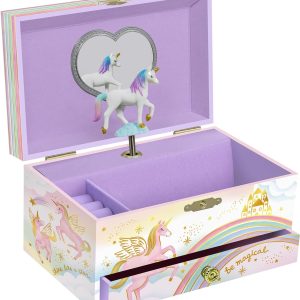 Musical Unicorn Kids Jewelry Box - Girls Jewelry Box with Mirror, Unicorn Gifts for Little Girls, Unicorn Toys for Girls Age 4-6 - 1