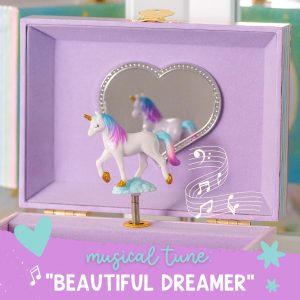 Musical Unicorn Kids Jewelry Box - Girls Jewelry Box with Mirror, Unicorn Gifts for Little Girls, Unicorn Toys for Girls Age 4-6 - 2