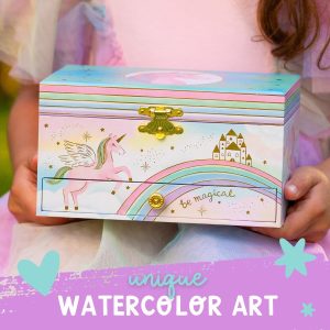 Musical Unicorn Kids Jewelry Box - Girls Jewelry Box with Mirror, Unicorn Gifts for Little Girls, Unicorn Toys for Girls Age 4-6 - 3