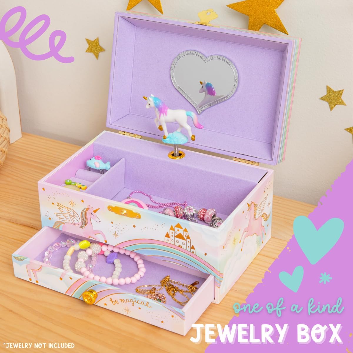 Musical Unicorn Kids Jewelry Box - Girls Jewelry Box with Mirror, Unicorn Gifts for Little Girls, Unicorn Toys for Girls Age 4-6 - 5