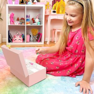 ProCase Girls Musical Jewelry Box with Spinning Ballerina, Kids Jewelry Boxes Storage, Ballerina Music Box Gifts for Little Girl Daughter, Birthday Anniversary Christmas Gifts -Pink - 6