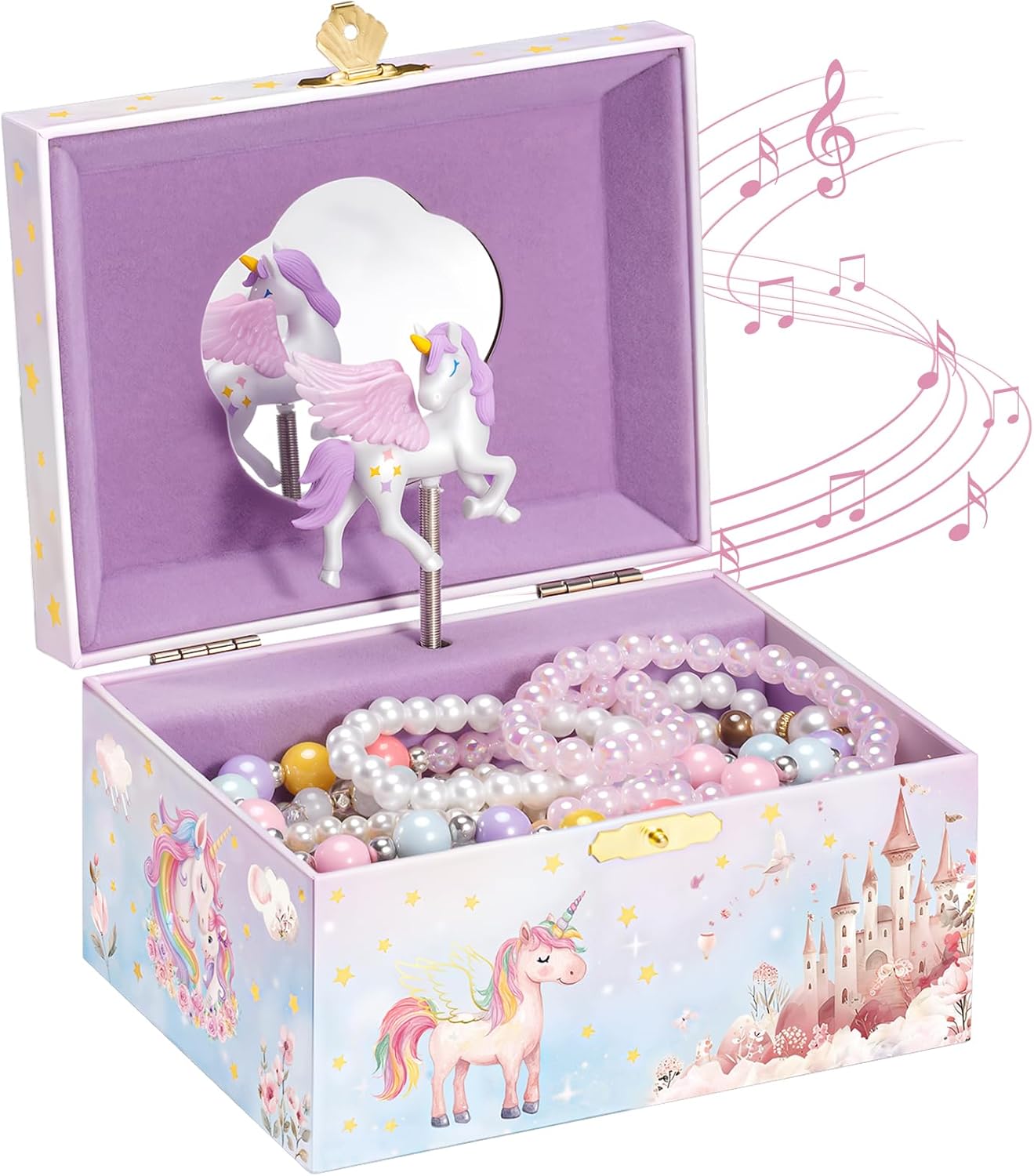 ProCase Unicorn Jewelry Box for Girls, Kids Musical Jewelry Boxes with Spinning Unicorn Doll, Birthday Christmas Gifts for Little Girls Children Toddler Ages 3 4 5 6 7 8 -Unicorn - 1