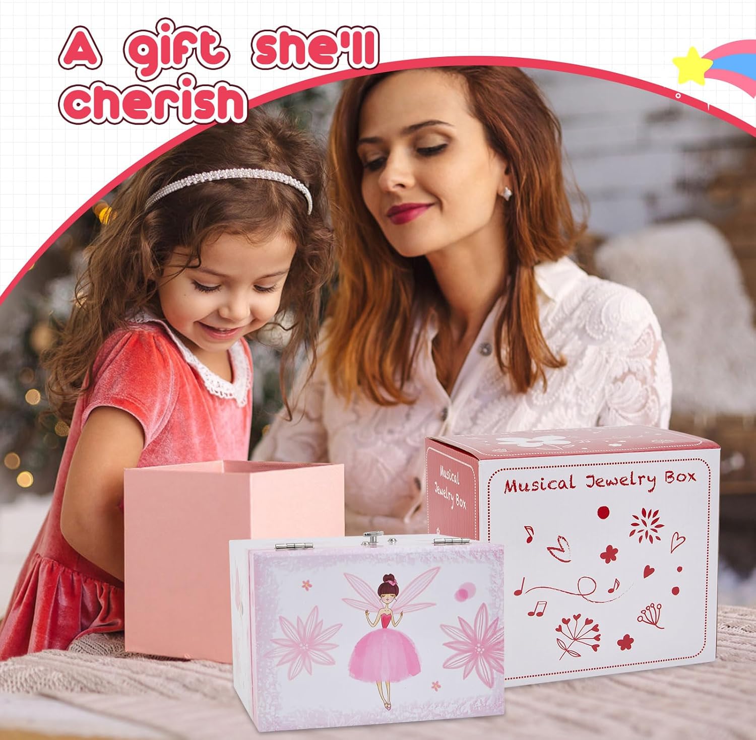 TAOPU Musical Jewellery Box for Girls with 2 Drawers, Kids Toys Music Box with Spinning Ballerina,Girls Gift for 3-12 Years Old Jewel Storage Box - 8