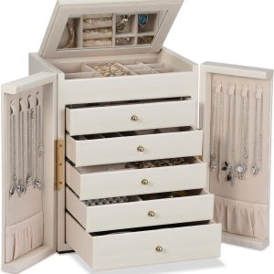 Dajasan Large Jewelry Organizer Box, Jewelry Boxes for Women Girls, 6-Tier Jewelry Storage Organizer with Mirror for Necklace Ring Bracelet Watch, Gift Idea - 1