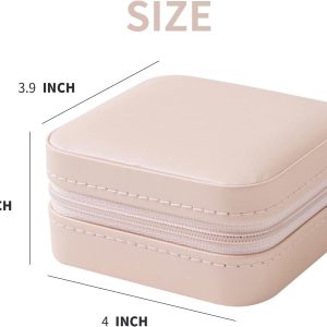 KElofoN Travel jewelry case Travel jewelry box Travel Jewelry Organizer Small box Gift for Girls Women with Mirror(Pink) - 2