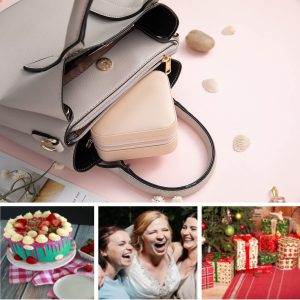 KElofoN Travel jewelry case Travel jewelry box Travel Jewelry Organizer Small box Gift for Girls Women with Mirror(Pink) - 5