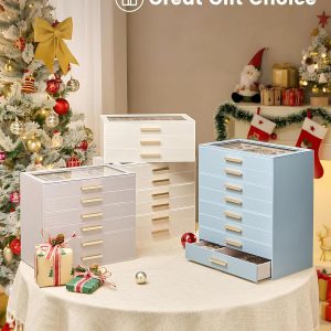 Lolalet Jewelry Box Organizer, 3-Layer Jewelry Organizers and Storage Case with Glass Lid, Ring Earring Bracelet Necklace Holder Organizer, Birthday Valentine Gifts for Women Girls - 7