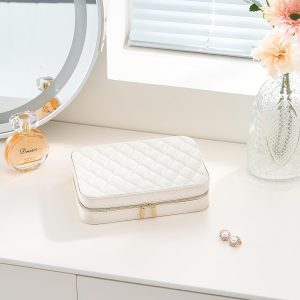 Lolalet Travel Jewelry Case for Women Girls, Travel Jewelry Organizer Box with Mirror & Clear Storage Bag, Small Portable Earring Necklace Bracelet Ring Case, Birthday Valentine Gifts - 6