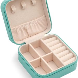 Mini Jewelry Travel Case, Small Portable Jewellry Organizer Box Portable Display Storage Box for Rings Earrings Necklaces, Gifts for Girl, Women, Wedding, Birthday,New Year,Christmas Gifts - 1