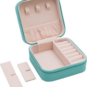 Mini Jewelry Travel Case, Small Portable Jewellry Organizer Box Portable Display Storage Box for Rings Earrings Necklaces, Gifts for Girl, Women, Wedding, Birthday,New Year,Christmas Gifts - 2