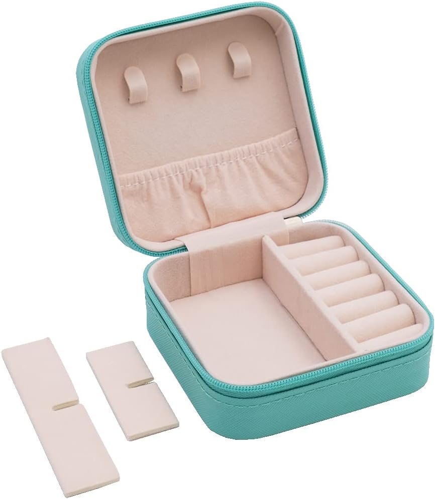 Mini Jewelry Travel Case, Small Portable Jewellry Organizer Box Portable Display Storage Box for Rings Earrings Necklaces, Gifts for Girl, Women, Wedding, Birthday,New Year,Christmas Gifts - 2