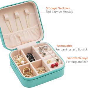 Mini Jewelry Travel Case, Small Portable Jewellry Organizer Box Portable Display Storage Box for Rings Earrings Necklaces, Gifts for Girl, Women, Wedding, Birthday,New Year,Christmas Gifts - 3