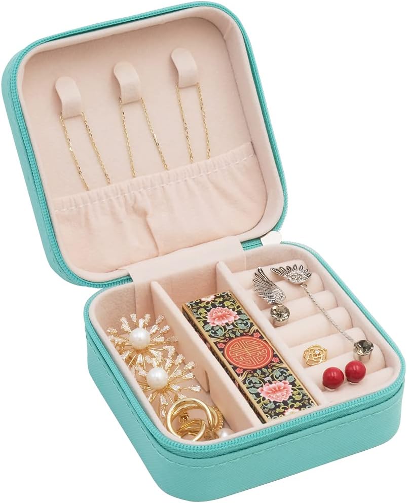 Mini Jewelry Travel Case, Small Portable Jewellry Organizer Box Portable Display Storage Box for Rings Earrings Necklaces, Gifts for Girl, Women, Wedding, Birthday,New Year,Christmas Gifts - 6