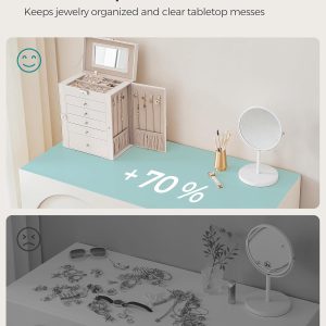 SONGMICS 6-Layer Jewelry Box Organizer with 5 Drawers, Jewelry Storage Case with Lock and Mirror, Large Storage Capacity, Gift for Loved Ones, for Necklaces, Watches - 7