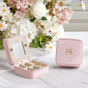 Vlando Valentines Day Gifts for Her, Travel Jewelry Case for Women, A Initial Jewelry Case, Mini Jewelry Travel Organizer Travel Essentials for Travel Gift Teen Girls - 2