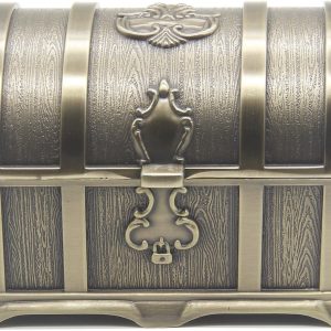 Rectangle Vintage Metal Treasure Chest Trinket Jewelry Box Gift Box Ring Case for Girls Ladies Women, Medium, Bronze - 1