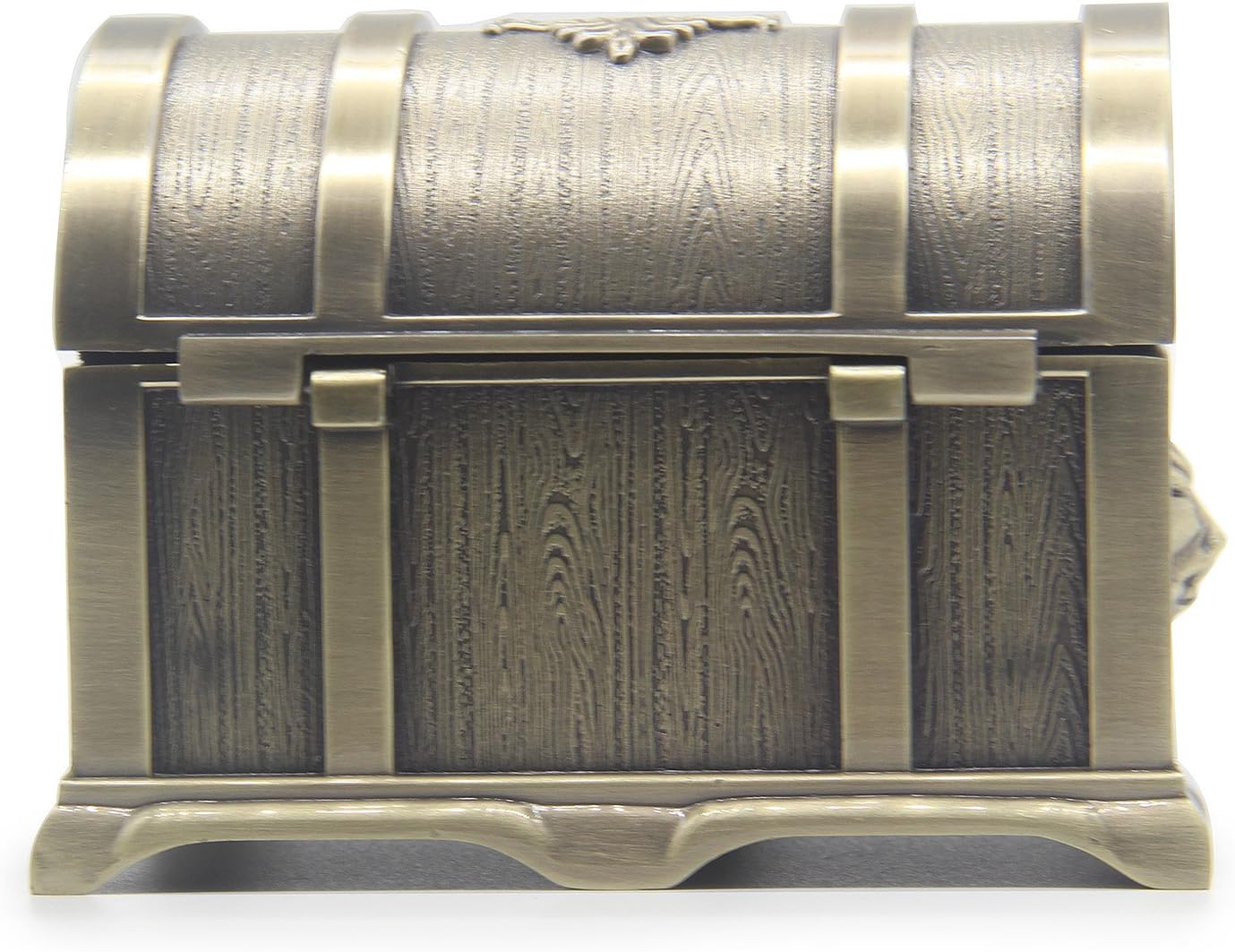 Rectangle Vintage Metal Treasure Chest Trinket Jewelry Box Gift Box Ring Case for Girls Ladies Women, Medium, Bronze - 2