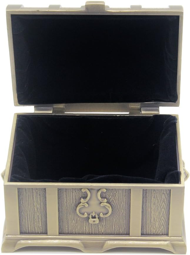 Rectangle Vintage Metal Treasure Chest Trinket Jewelry Box Gift Box Ring Case for Girls Ladies Women, Medium, Bronze - 5