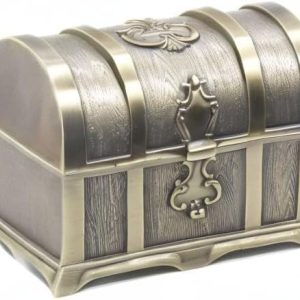 Rectangle Vintage Metal Treasure Chest Trinket Jewelry Box Gift Box Ring Case for Girls Ladies Women, Medium, Bronze - 6