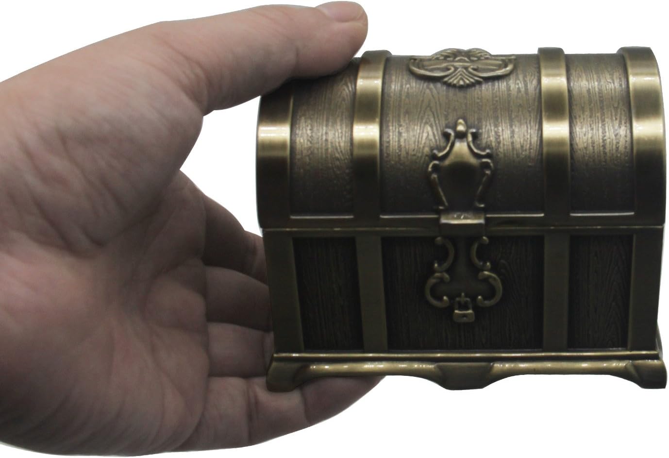 Rectangle Vintage Metal Treasure Chest Trinket Jewelry Box Gift Box Ring Case for Girls Ladies Women, Medium, Bronze - 7