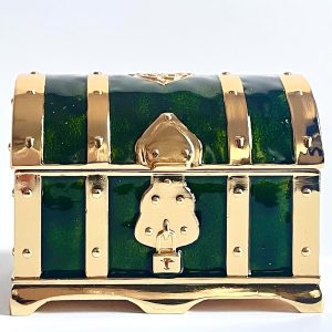 Retro Jewelry Box Arched Vintage Rectangular Metal Chest Necklace Ring Earrings Storage Case for Women Girls (Golden Transparent Green, S) - 4