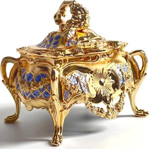 Truewon Metal Jewelry Chest Grapevine Handle Country Style Box Trinket Storage Ring Case Treasure Keepsake Gift for Girl (Golden Purple, Small) - 1