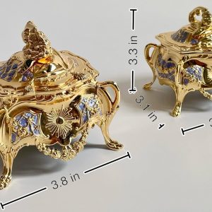 Truewon Metal Jewelry Chest Grapevine Handle Country Style Box Trinket Storage Ring Case Treasure Keepsake Gift for Girl (Golden Purple, Small) - 3