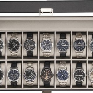 ProCase Watch Case for Men, 14 Slot Mens Watch Box Holder Organizer with Glass Lid, Watches Display Case Birthday Valentine Gifts for Men Women -14 Slot, Black - 1