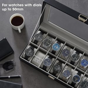 Alternative view of ProCase Watch Case for Men, 14 Slot Mens Watch Box Holder Organizer with Glass Lid, Watches Display Case Birthday Valentine Gifts for Men Women -14 Slot, Black