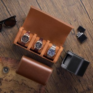 Alternative view of ProCase Watch Travel Case, 2 Slots PU Leather Watch Roll Box for Men, Portable Watch Holder Organizer, Gifts Ideas -Brown