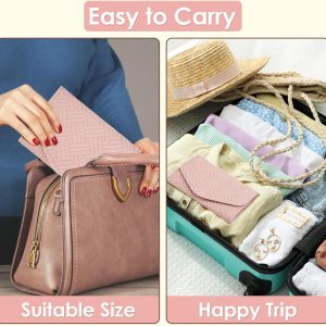 Alternative view of Amrules Travel Jewelry Organizer Bag Anti-Tangle Foldable Small Jewelry Roll Travel Case Accessory for Necklaces, Earrings, Rings, Bracelets, Watches, Pink