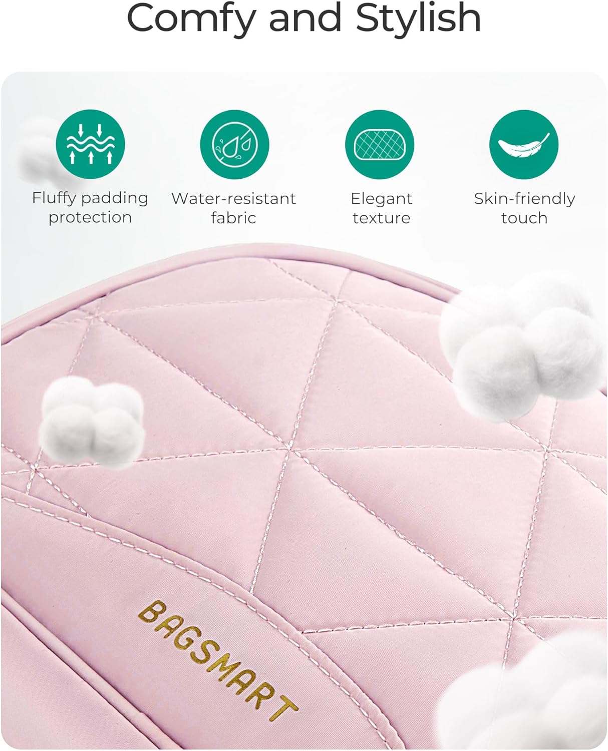 BAGSMART Travel Jewelry Case Jewelry Organizer Storage Roll Rings Necklaces Earrings Bracelets Brooches Watch Large Portable Light Pink - Image 4