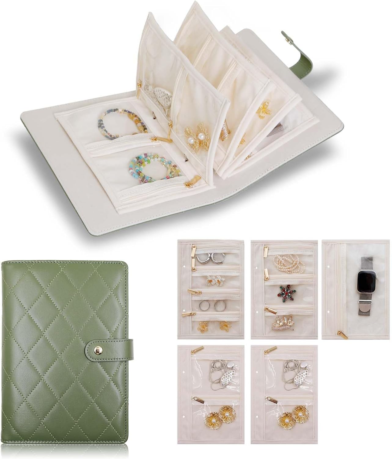 Travel Jewelry Organizer Case,Portable Jewelry Organizers Storage Book, Compact Jewelry Roll for Earrings, Rings, Necklaces - Perfect Jewelry Travel Bag for Women - Image 7