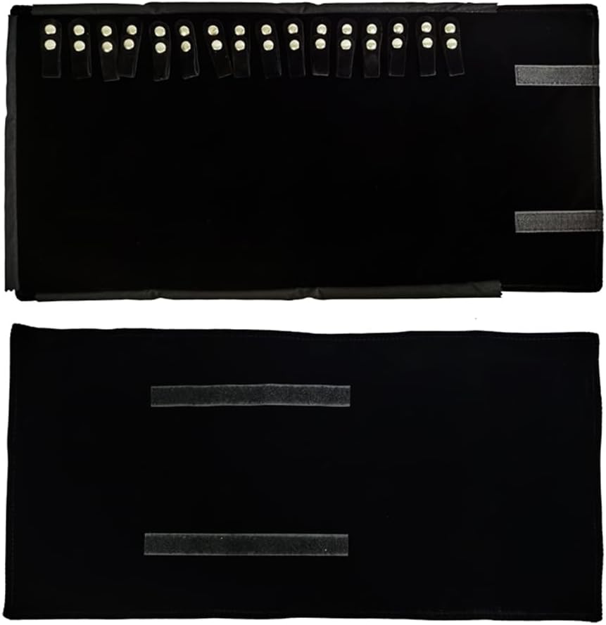 Velet Travel Jewelry Case Roll Bag Organizer for Necklace Bracelet Black Gray Velvet (Black Velvet) - 1