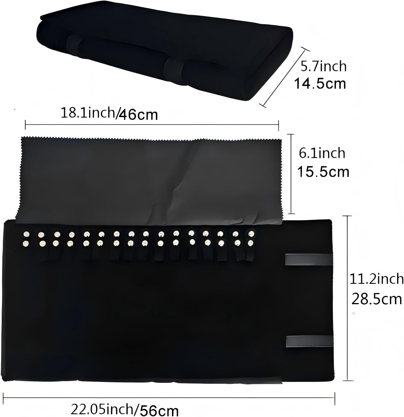 Velet Travel Jewelry Case Roll Bag Organizer for Necklace Bracelet Black Gray Velvet (Black Velvet) - Image 9